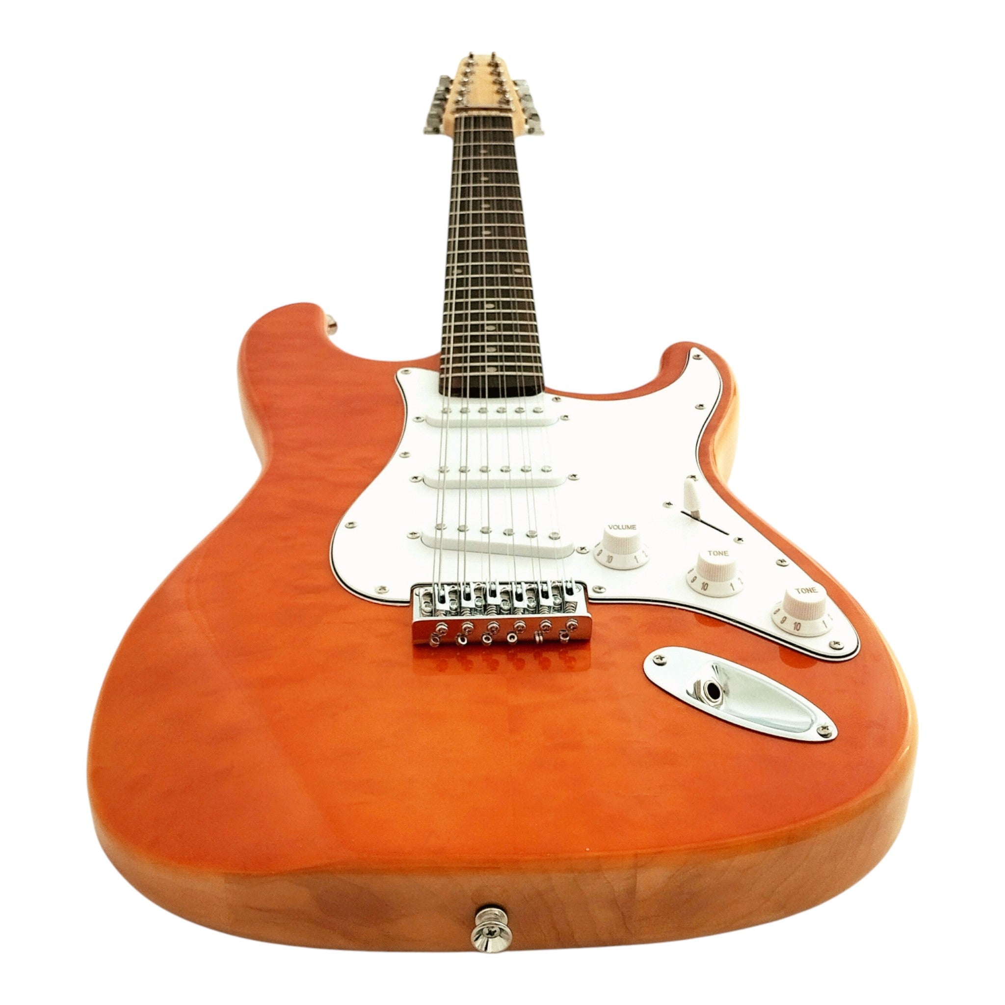 Haze 11HSST Natural 12-String SSS Electric Guitar with Quilted Top