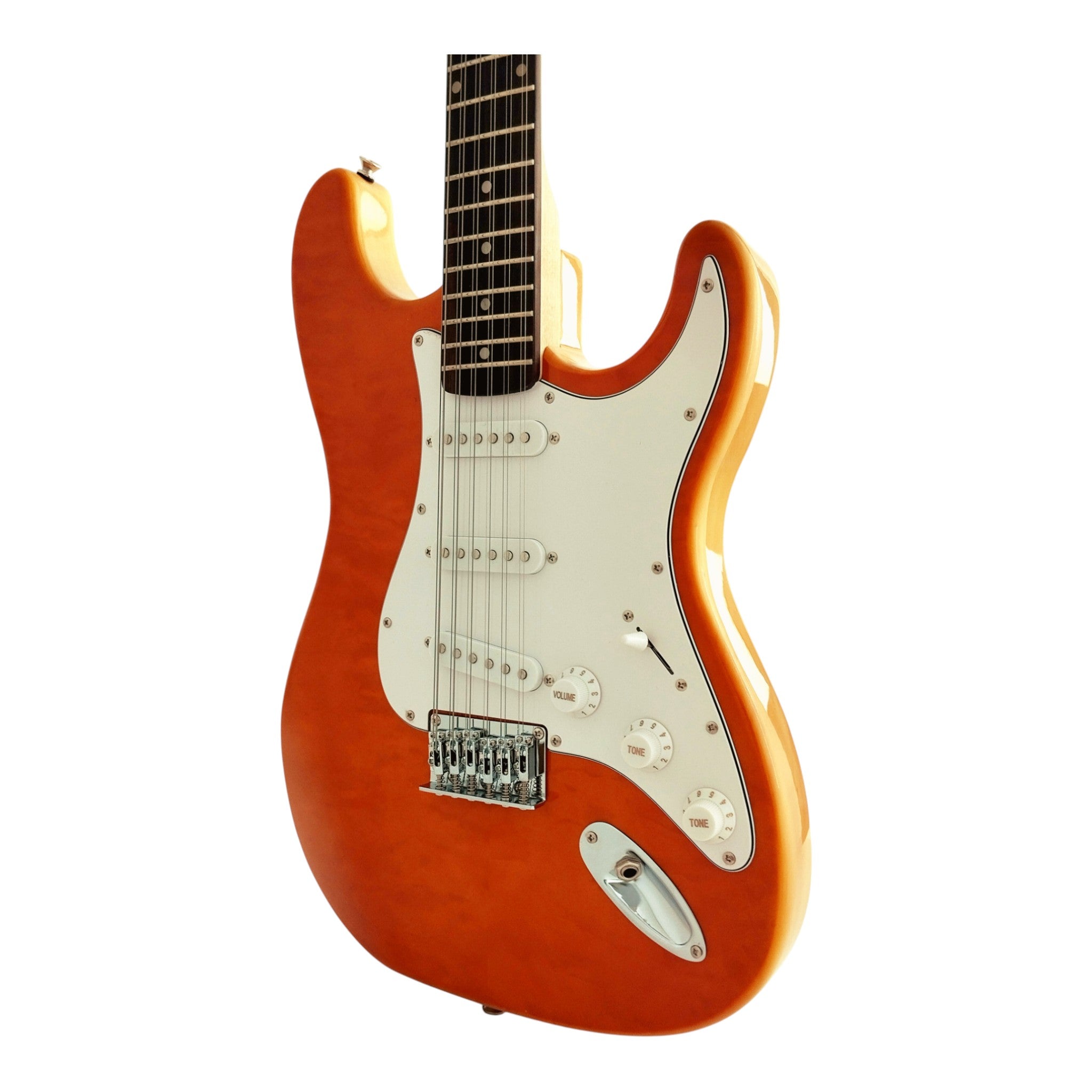 Haze 11HSST Natural 12-String SSS Electric Guitar with Quilted Top