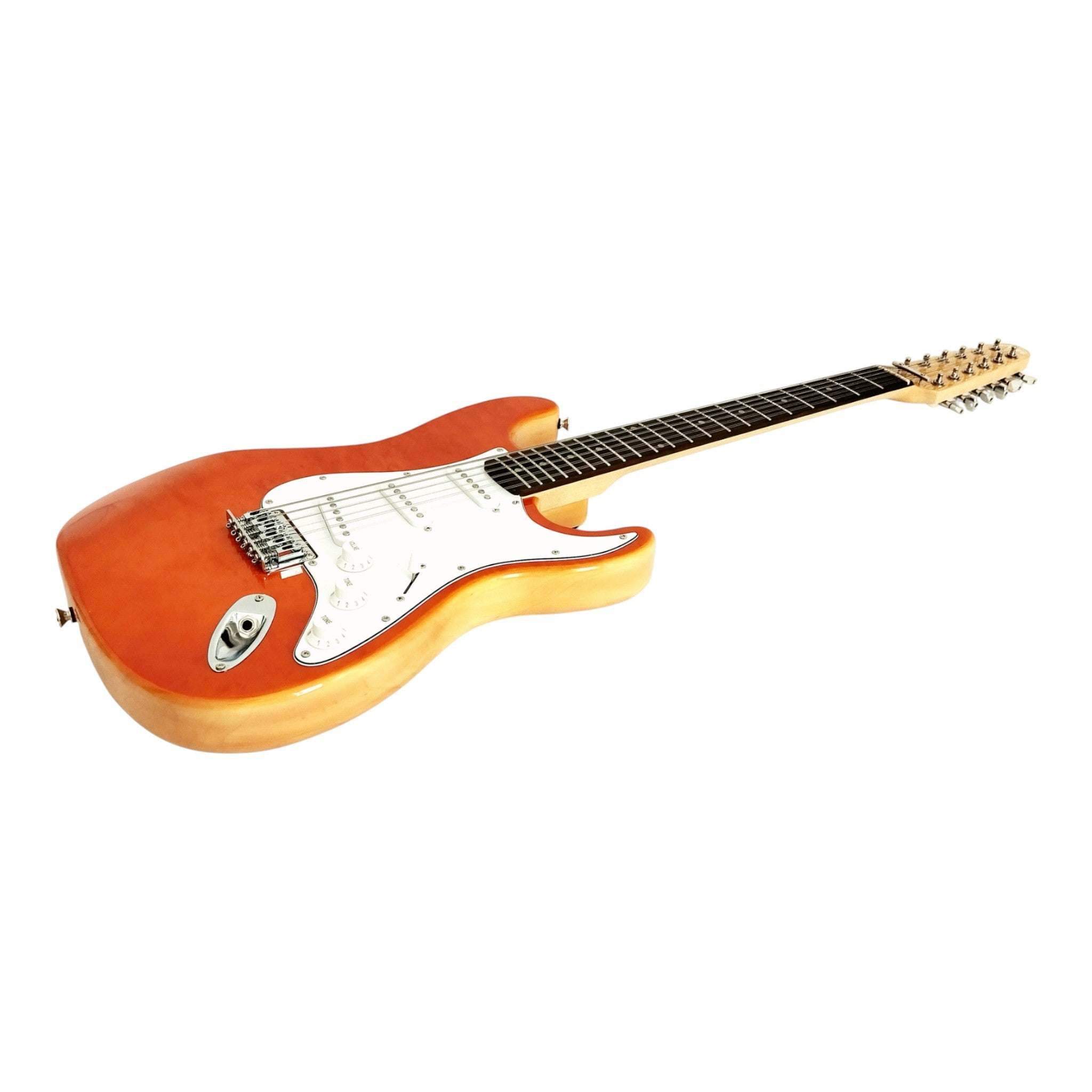 Haze 11HSST Natural 12-String SSS Electric Guitar with Quilted Top