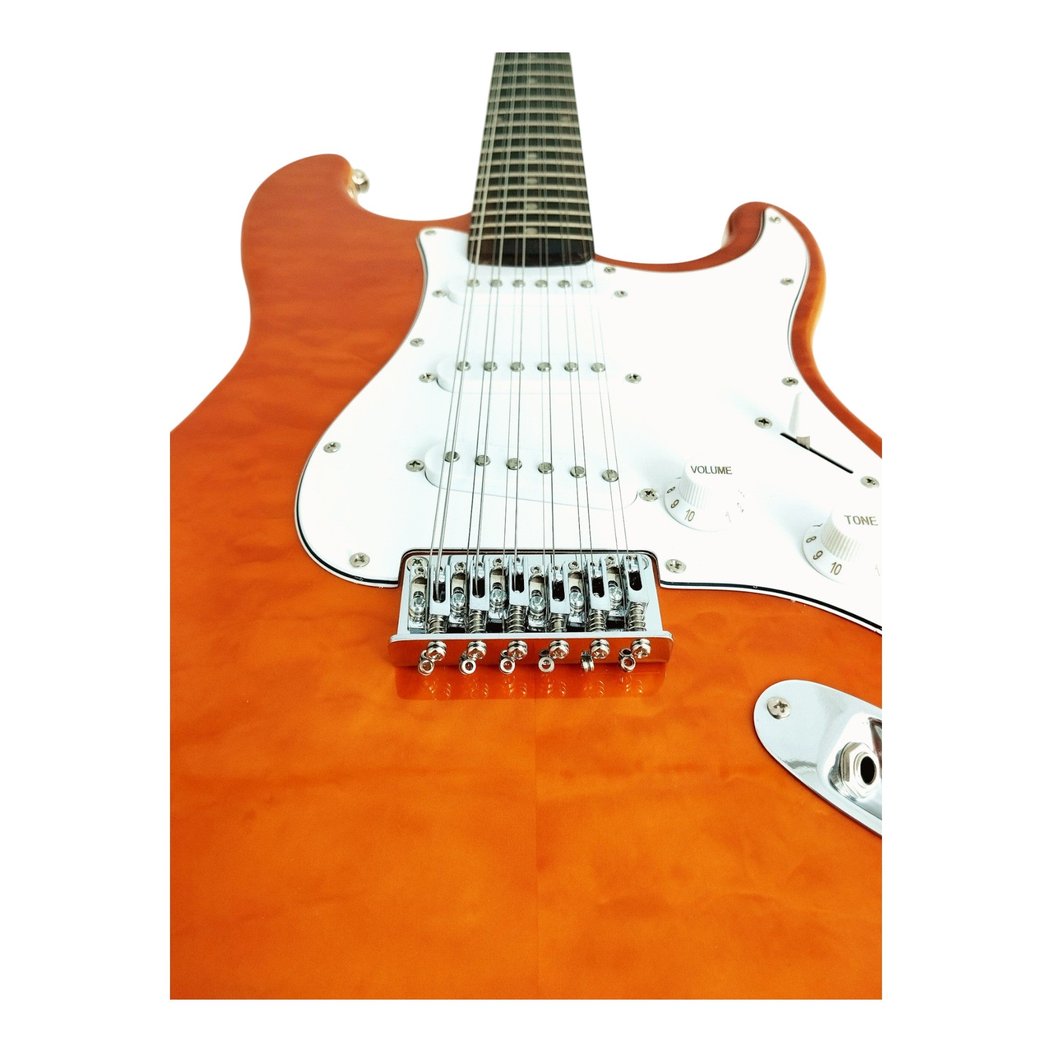 Haze 11HSST Natural 12-String SSS Electric Guitar with Quilted Top