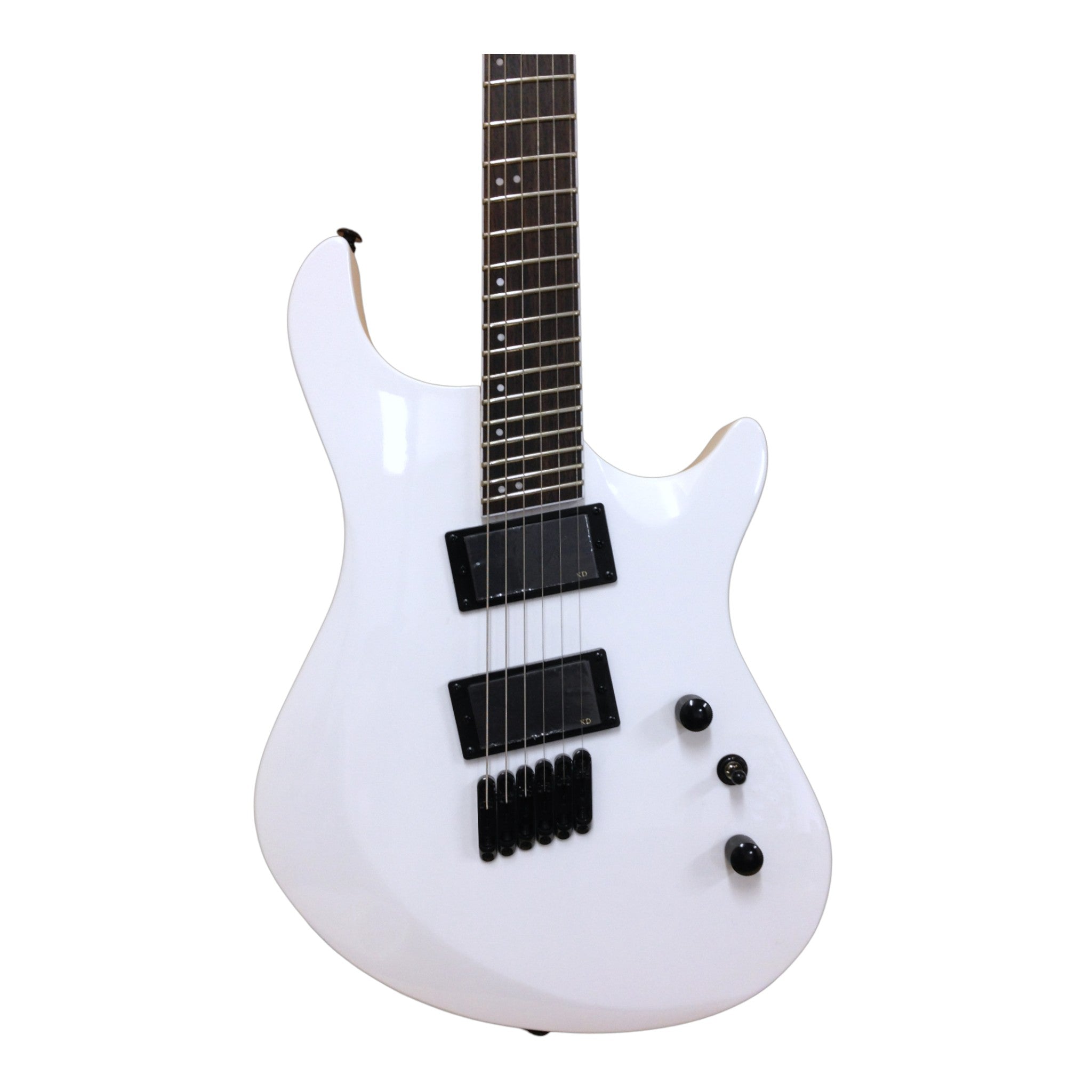 Haze 6FF White 6-String Fanned Fret Electric Guitar with Active Humbuckers