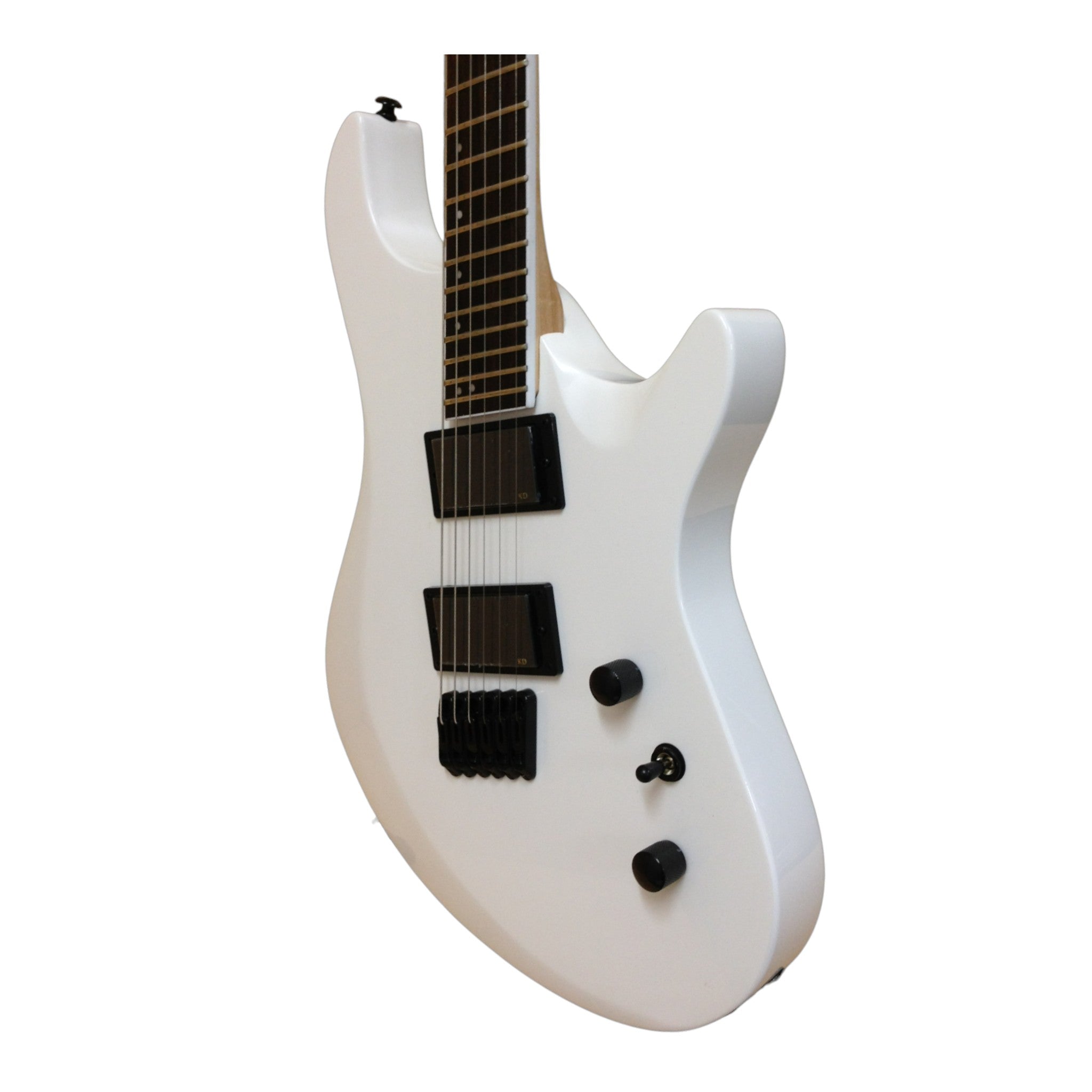 Haze 6FF White 6-String Fanned Fret Electric Guitar with Active Humbuckers