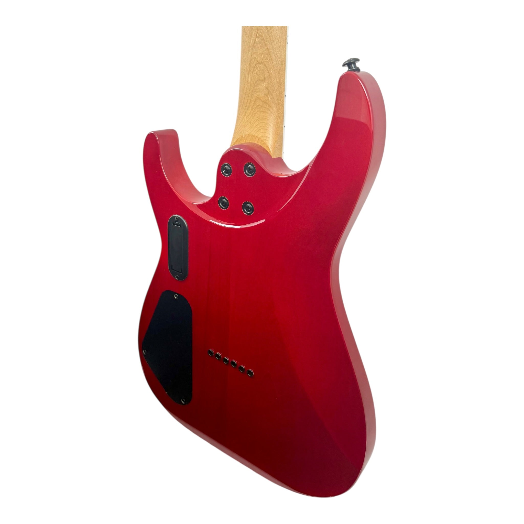 Haze 6LFQRD "Hellfire" Solid White Poplar Body HAX Electric Guitar in Dark Cherry w/ Active Humbuckers