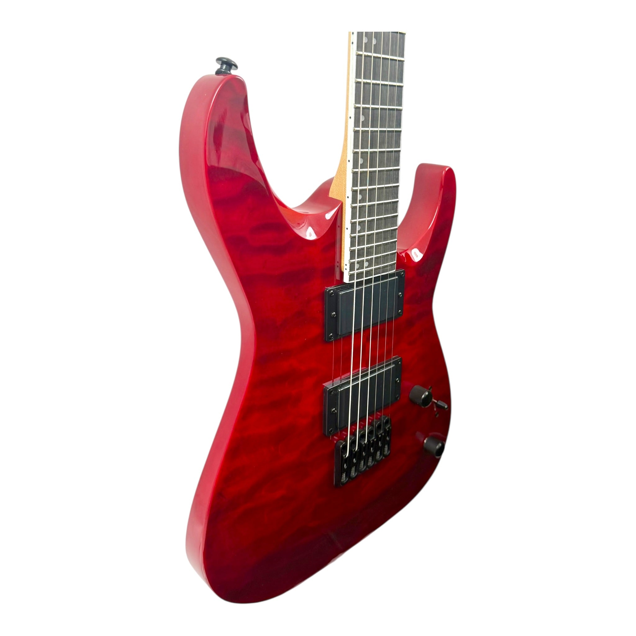 Haze 6LFQRD "Hellfire" Solid White Poplar Body HAX Electric Guitar in Dark Cherry w/ Active Humbuckers