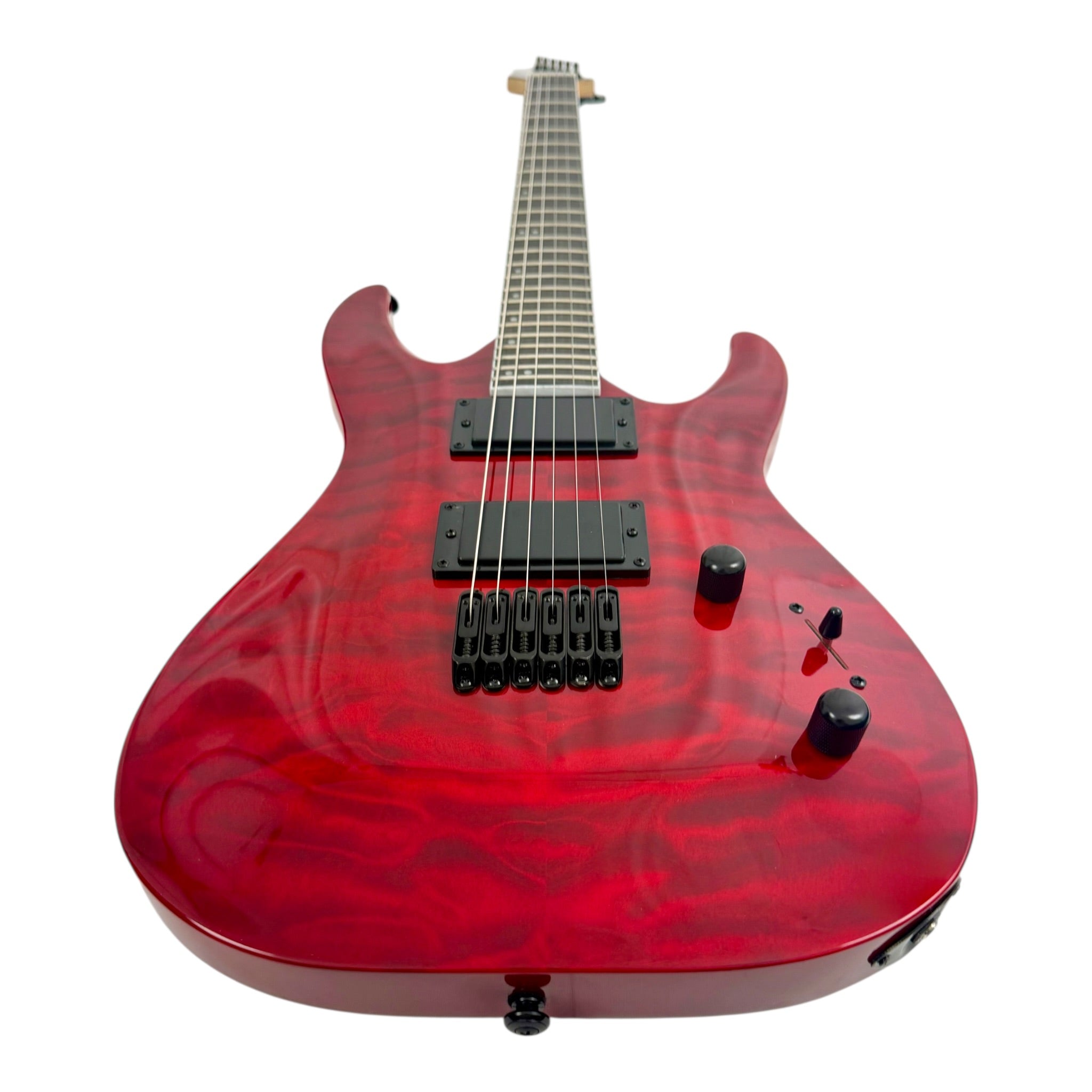 Haze 6LFQRD "Hellfire" Solid White Poplar Body HAX Electric Guitar in Dark Cherry w/ Active Humbuckers