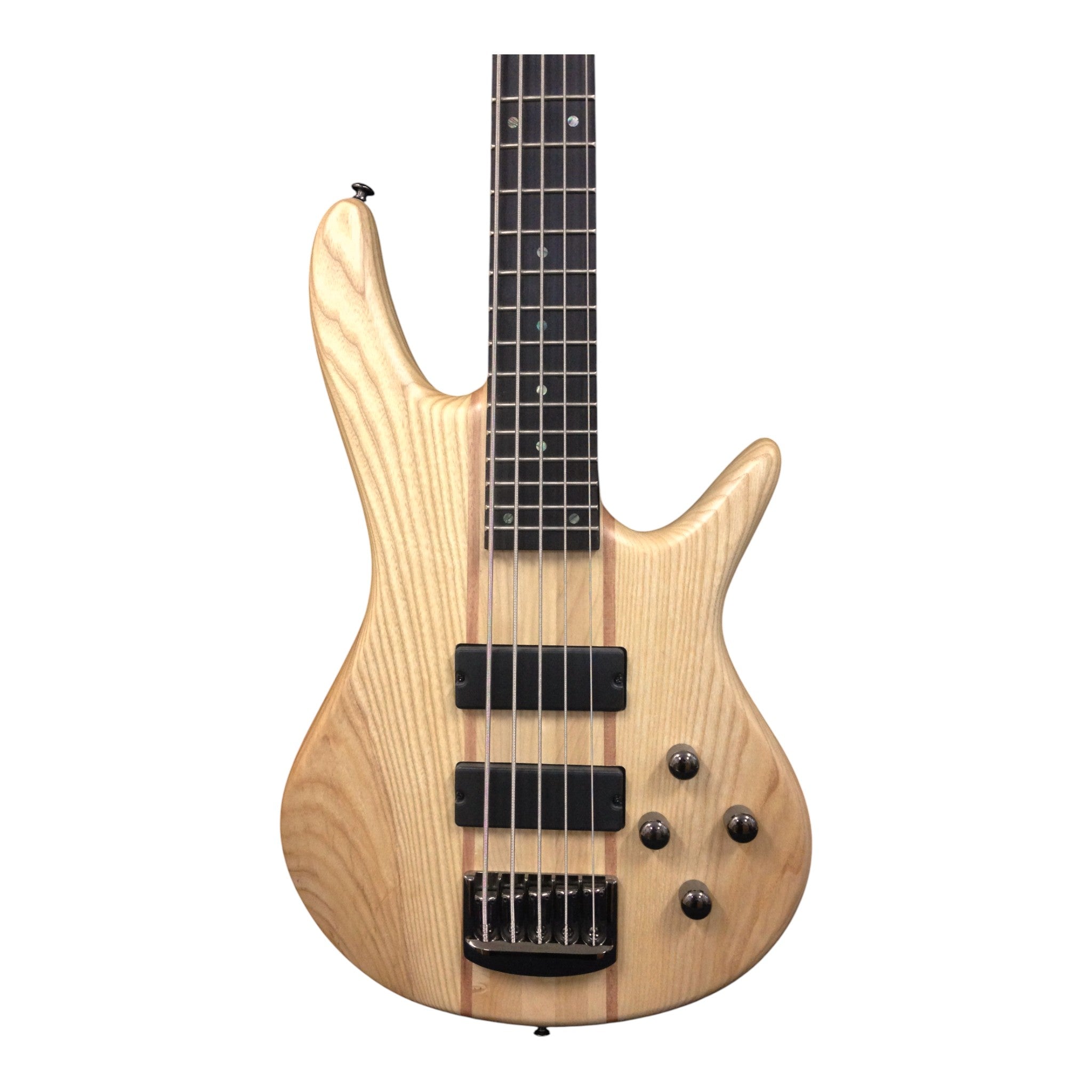 Haze 5-String Active Humbucker Solid Walnut WR Electric Bass Guitar - Natural B337N