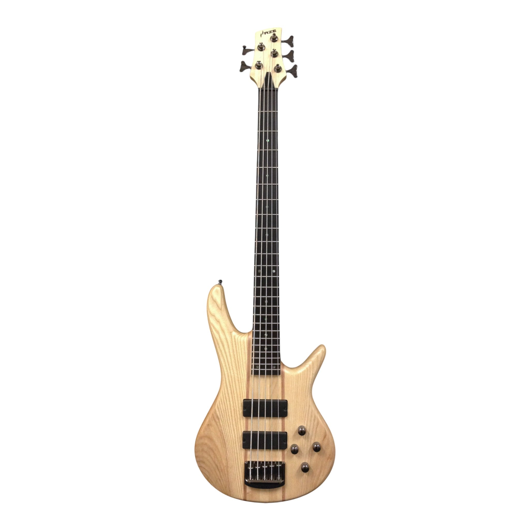 Haze 5-String Active Humbucker Solid Walnut WR Electric Bass Guitar - Natural B337N