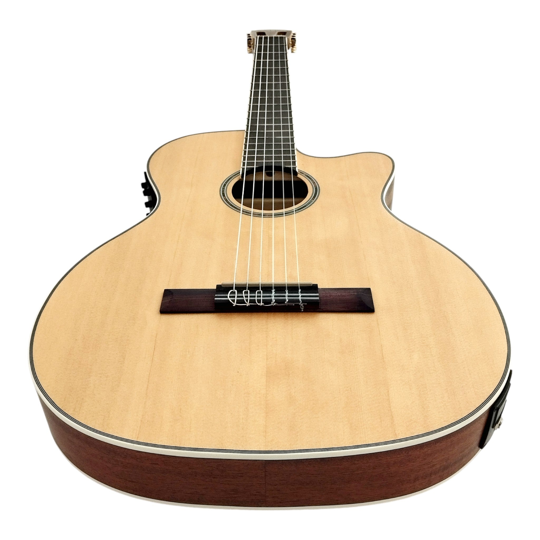 Haze Solid Spruce Arched Back Thin Body Classical Guitar w/ Built-In Pickups & Tuner in Matte - C551BCEQSM
