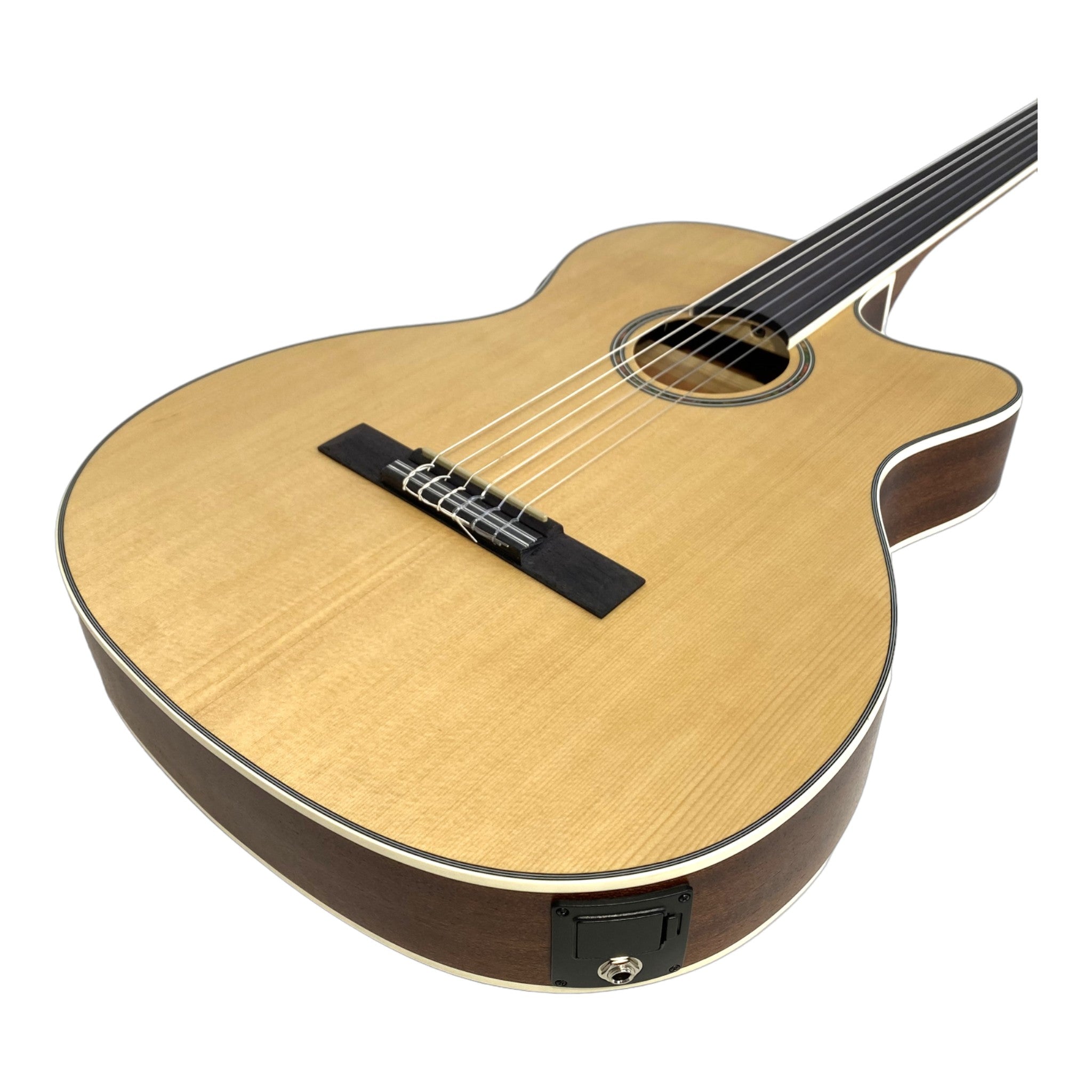 Haze Solid Spruce Fretless Arched Back Thin Body Classical Guitar w/ Built-In Pickups & Tuner in Matte - C551BCEQSMFL