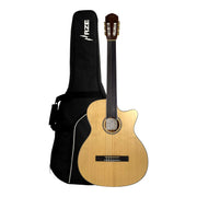 Haze Solid Spruce Fretless Arched Back Thin Body Classical Guitar w/ Built-In Pickups & Tuner in Matte - C551BCEQSMFL