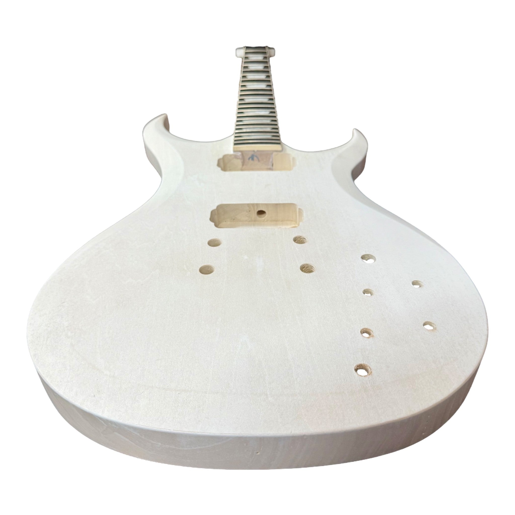 E575DIY White-Primed Poplar Body Set-Neck HGS H-H Electric Guitar DIY Kit - Complete No-Soldering w/ 3-Ply Ebony Trims & Chrome Hardware