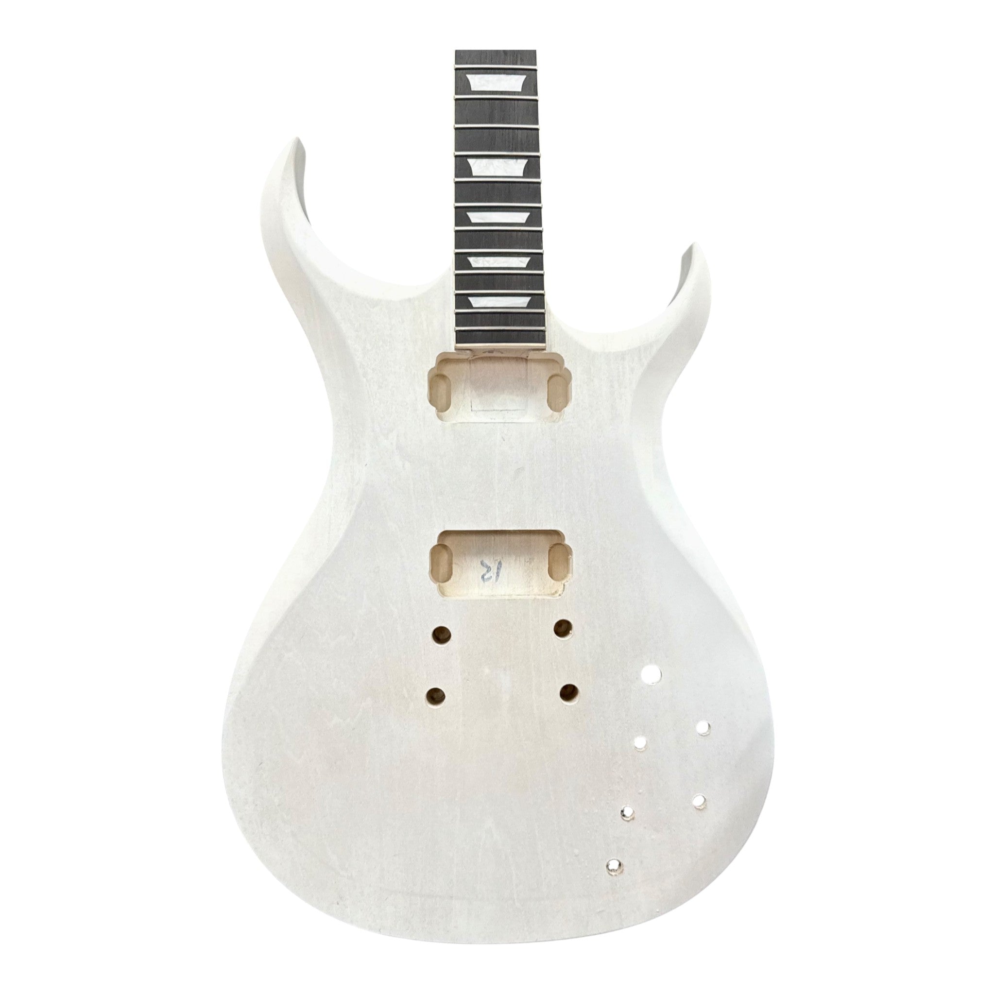 E575DIY White-Primed Poplar Body Set-Neck HGS H-H Electric Guitar DIY Kit - Complete No-Soldering w/ 3-Ply Ebony Trims & Chrome Hardware