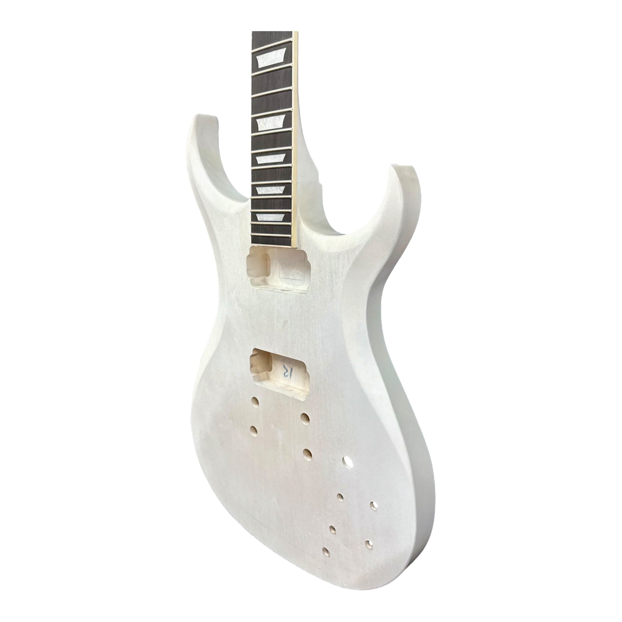 E575DIY White-Primed Poplar Body Set-Neck HGS H-H Electric Guitar DIY Kit - Complete No-Soldering w/ 3-Ply Ebony Trims & Chrome Hardware