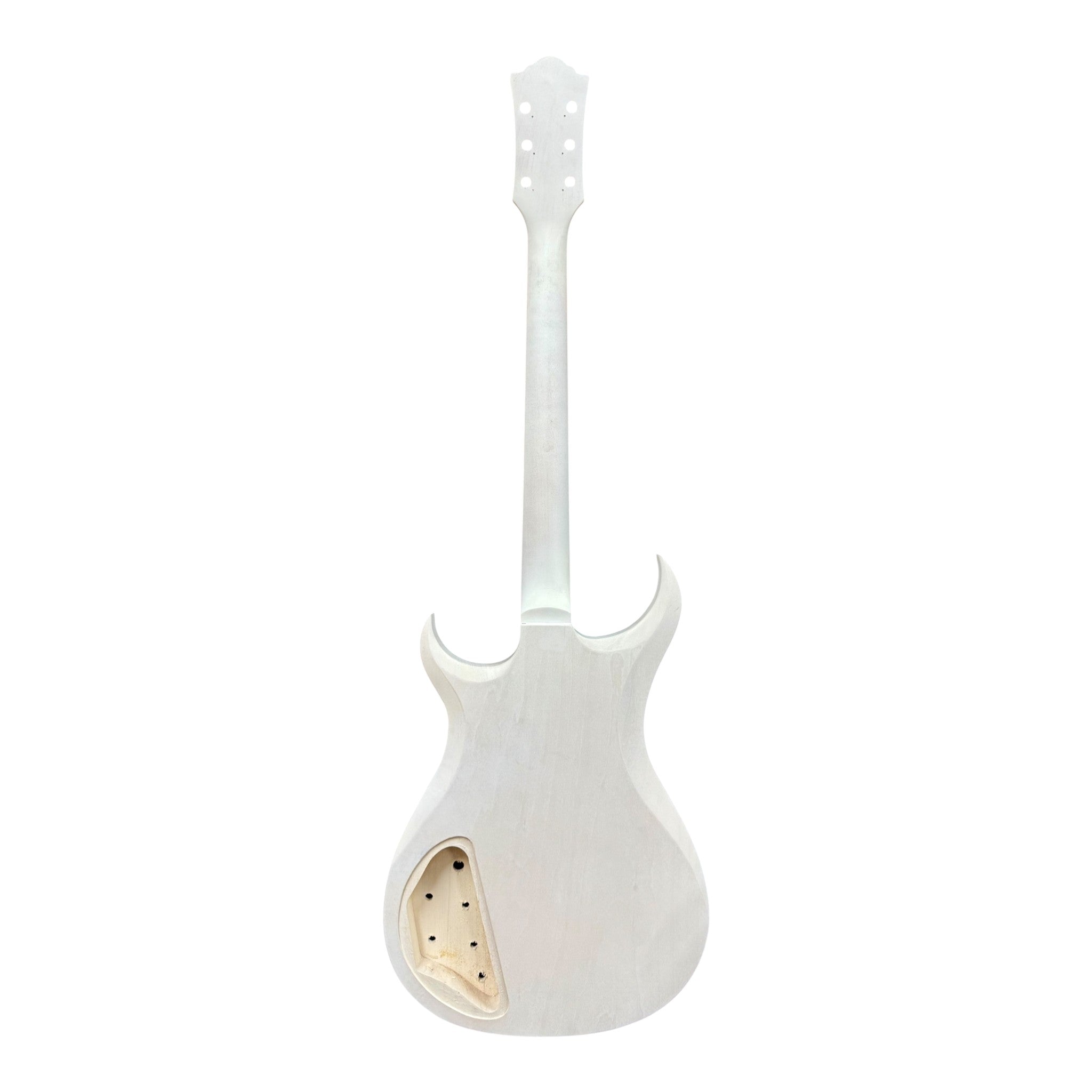E575DIY White-Primed Poplar Body Set-Neck HGS H-H Electric Guitar DIY Kit - Complete No-Soldering w/ 3-Ply Ebony Trims & Chrome Hardware
