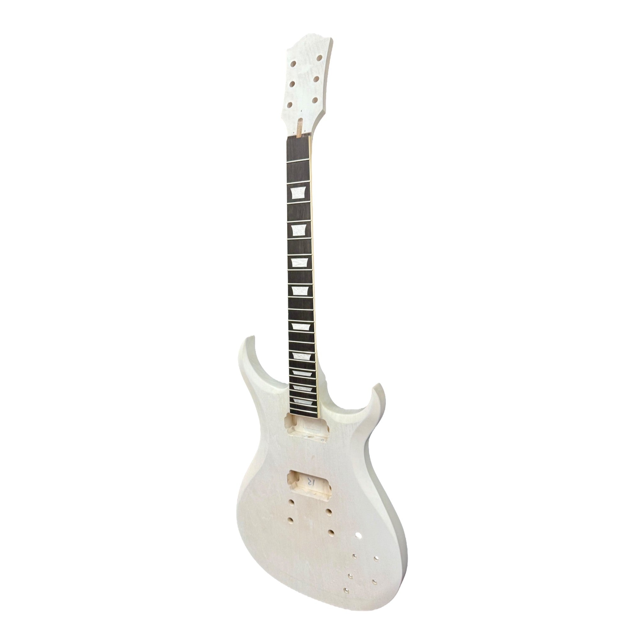 E575DIY White-Primed Poplar Body Set-Neck HGS H-H Electric Guitar DIY Kit - Complete No-Soldering w/ 3-Ply Ebony Trims & Chrome Hardware