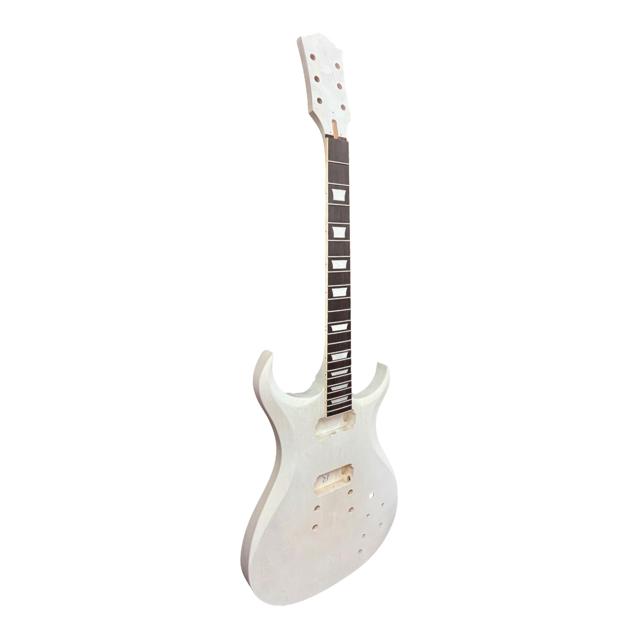E575DIY White-Primed Poplar Body Set-Neck HGS H-H Electric Guitar DIY Kit - Complete No-Soldering w/ 3-Ply Ebony Trims & Chrome Hardware