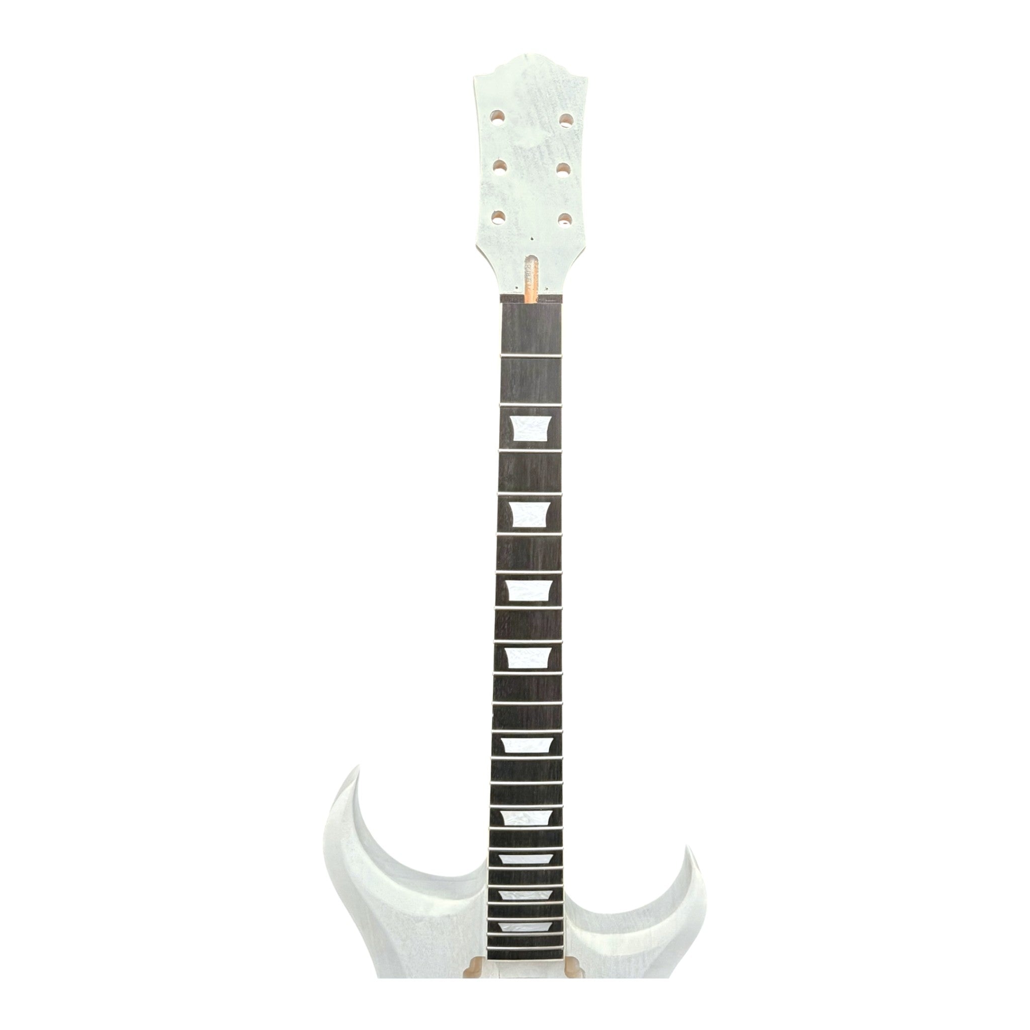 E575DIY White-Primed Poplar Body Set-Neck HGS H-H Electric Guitar DIY Kit - Complete No-Soldering w/ 3-Ply Ebony Trims & Chrome Hardware