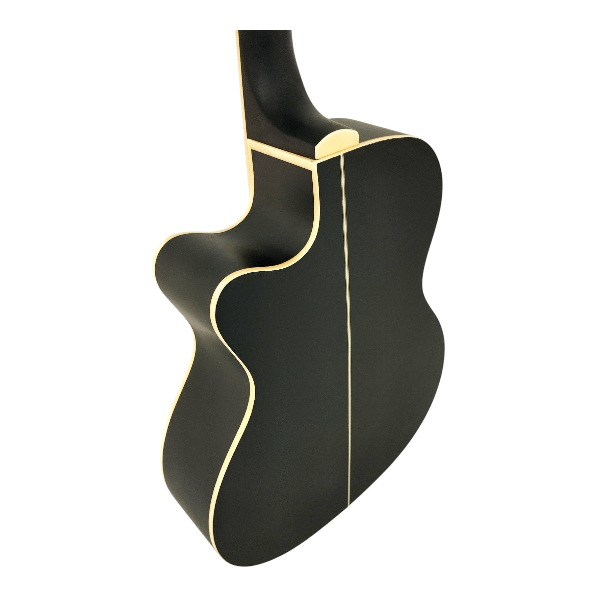 Haze F560CEQMBK Spruce Top Built-In Pickup/Tuner OM Cutaway Acoustic Guitar - Black with Accessories and 10W Amp. (Optional)