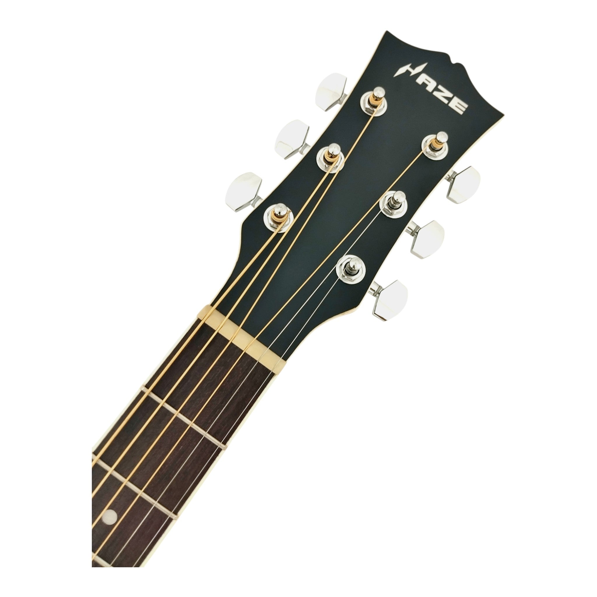 Haze F560CEQMBK Spruce Top Built-In Pickup/Tuner OM Cutaway Acoustic Guitar - Black with Accessories and 10W Amp. (Optional)