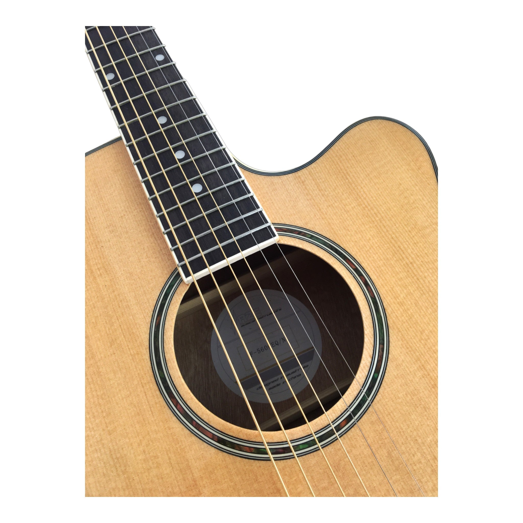 Haze F560CEQN Spruce Top Built-In Pickup/Tuner OM Cutaway Acoustic Guitar - Natural with Accessories and 10W Amp. (Optional)