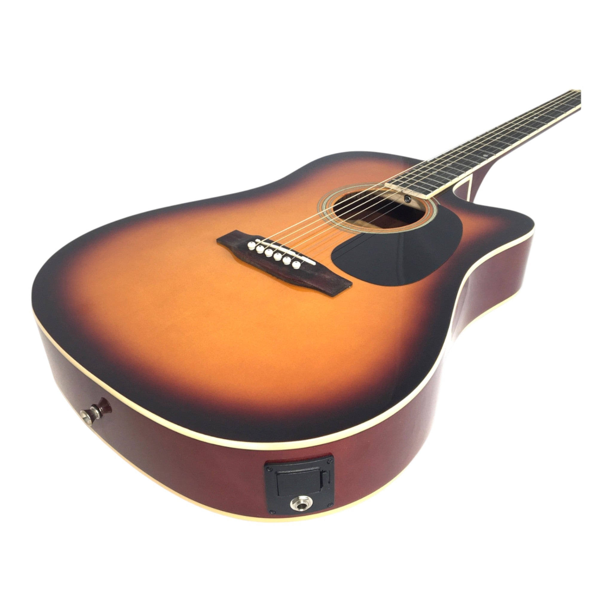 Haze F631BCEQBSGA15T Thin Body Acoustic Guitar, Sunburst, EQ, Cutaway + 15W Amplifier, Free Gig Bag, Picks