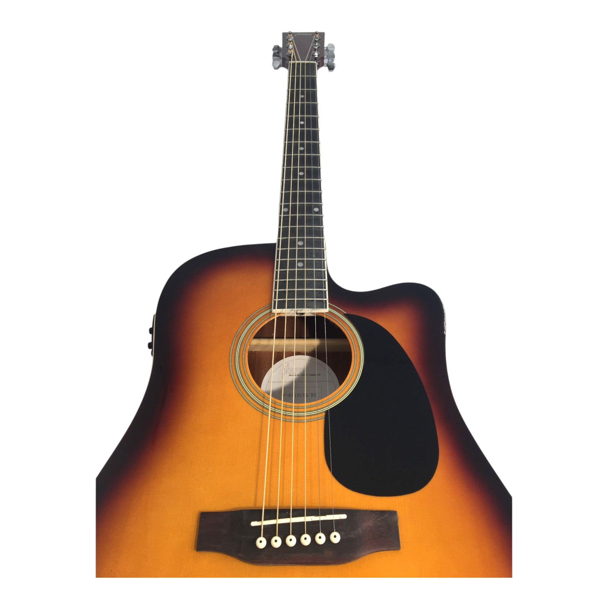 Haze F631BCEQBSGA15T Thin Body Acoustic Guitar, Sunburst, EQ, Cutaway + 15W Amplifier, Free Gig Bag, Picks