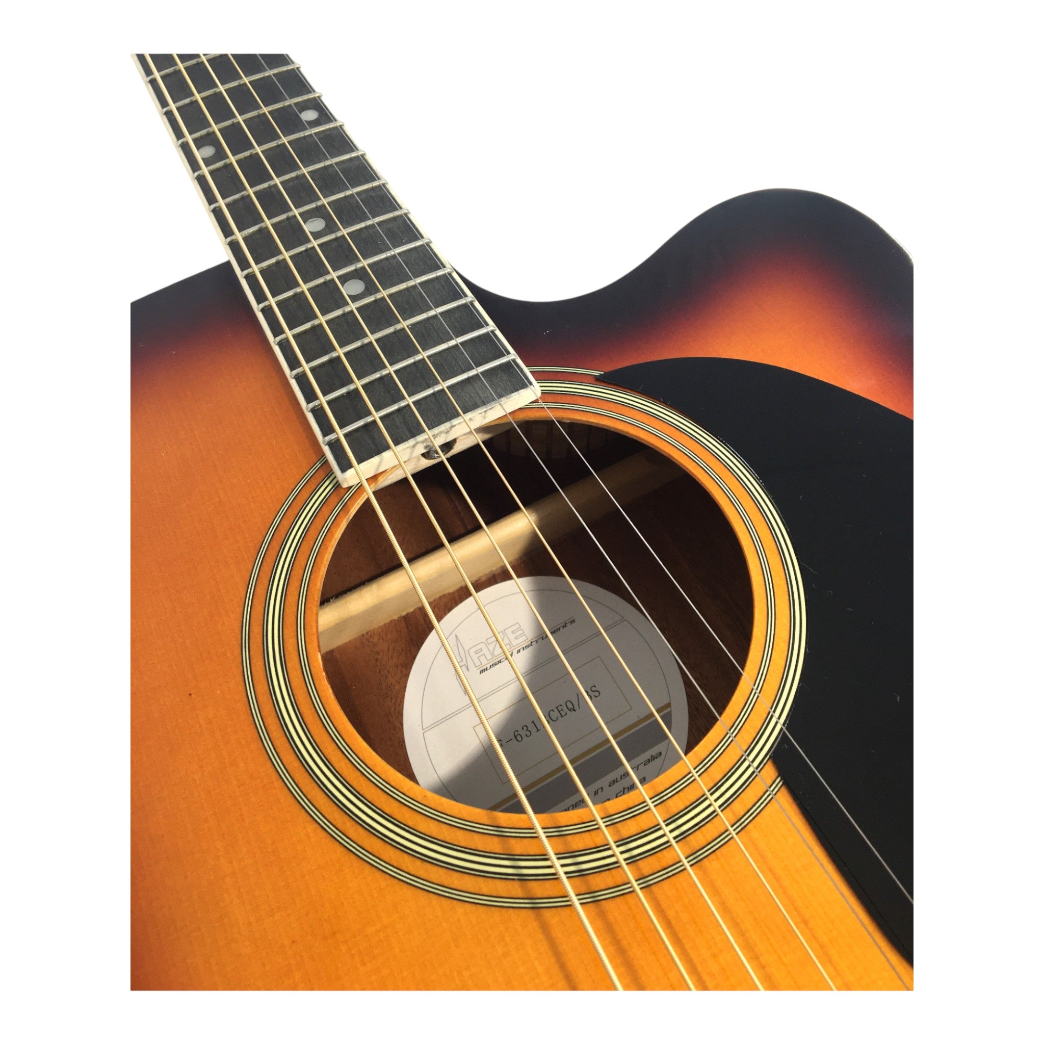 Haze F631BCEQBSGA15T Thin Body Acoustic Guitar, Sunburst, EQ, Cutaway + 15W Amplifier, Free Gig Bag, Picks