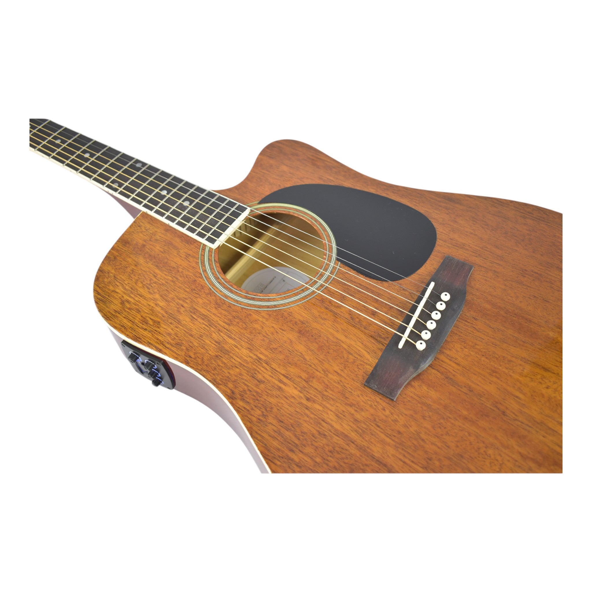 Haze F631BCEQMS Thin-Body Built-In Pickups/Tuner Acoustic Guitar - Natural with Accessories and 10W Amp. (Optional)