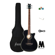 Haze FB711BCEQBK34 4-String Electric-Acoustic Bass Guitar with EQ, comes with bag, picks