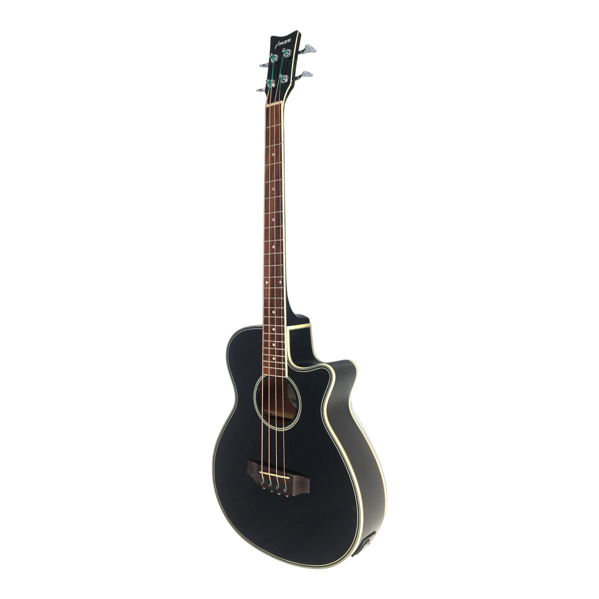 Haze FB711BCEQBK34 4-String Electric-Acoustic Bass Guitar with EQ, comes with bag, picks