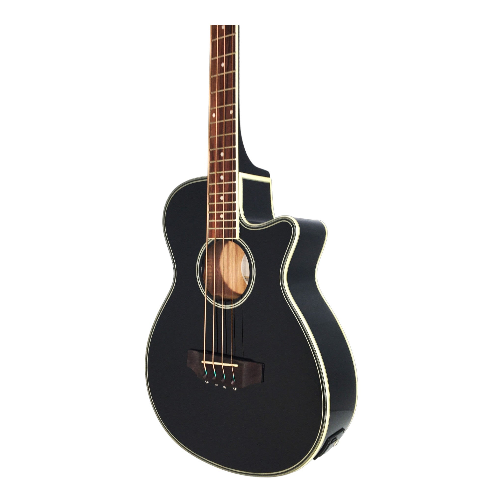 Haze FB711BCEQBK34 4-String Electric-Acoustic Bass Guitar with EQ, comes with bag, picks