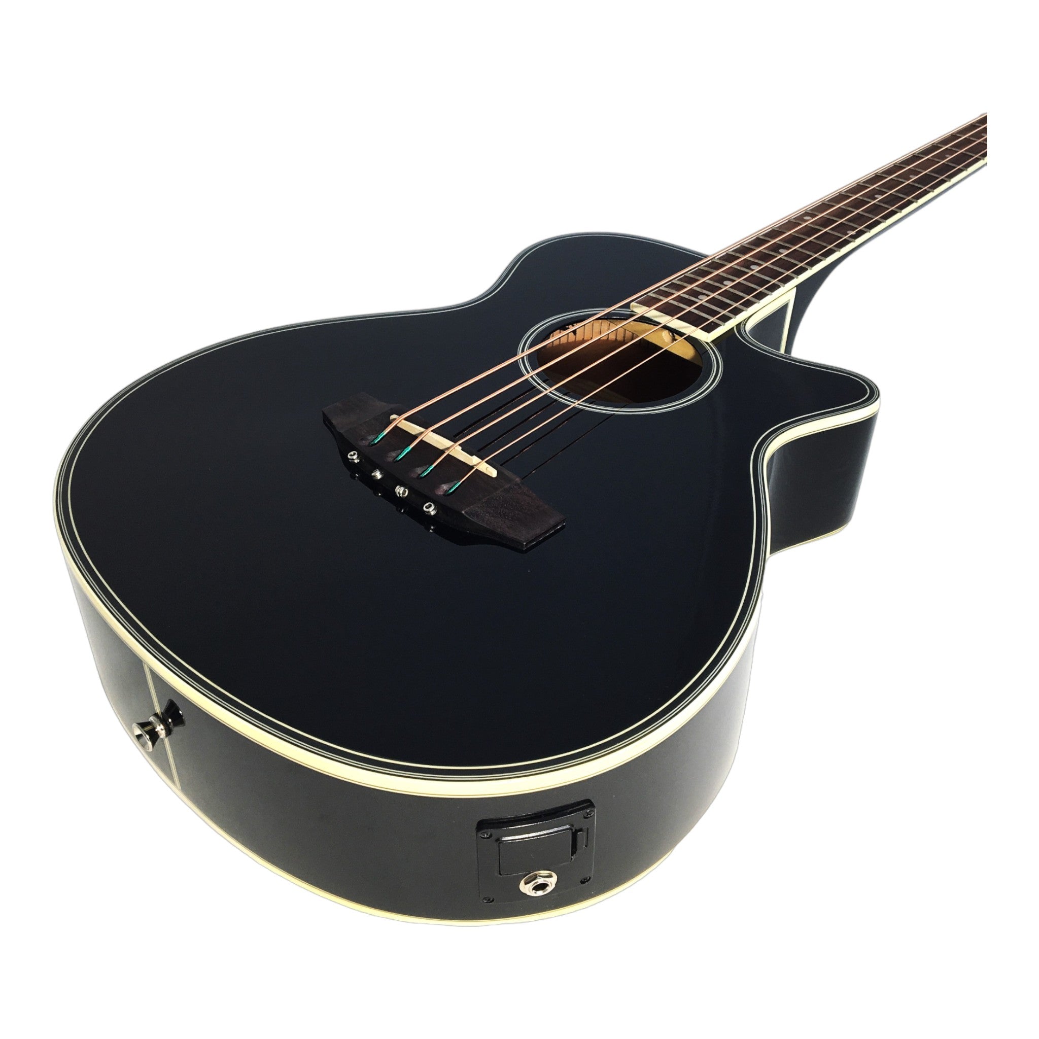 Haze FB711BCEQBK34 4-String Electric-Acoustic Bass Guitar with EQ, comes with bag, picks