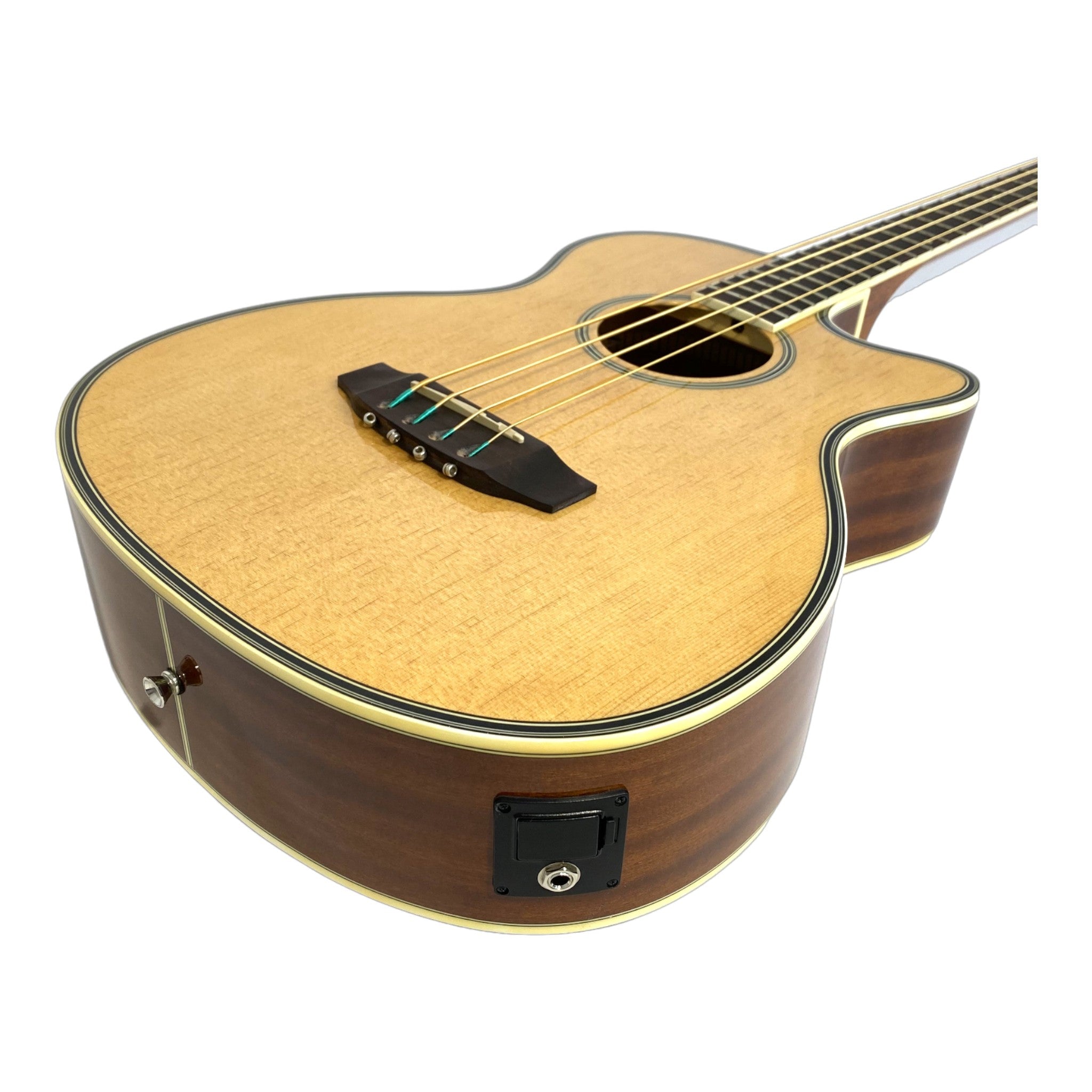Haze FB711BCEQN34 3/4 4-String Electric-Acoustic Bass Guitar Natural + Free Gig Bag