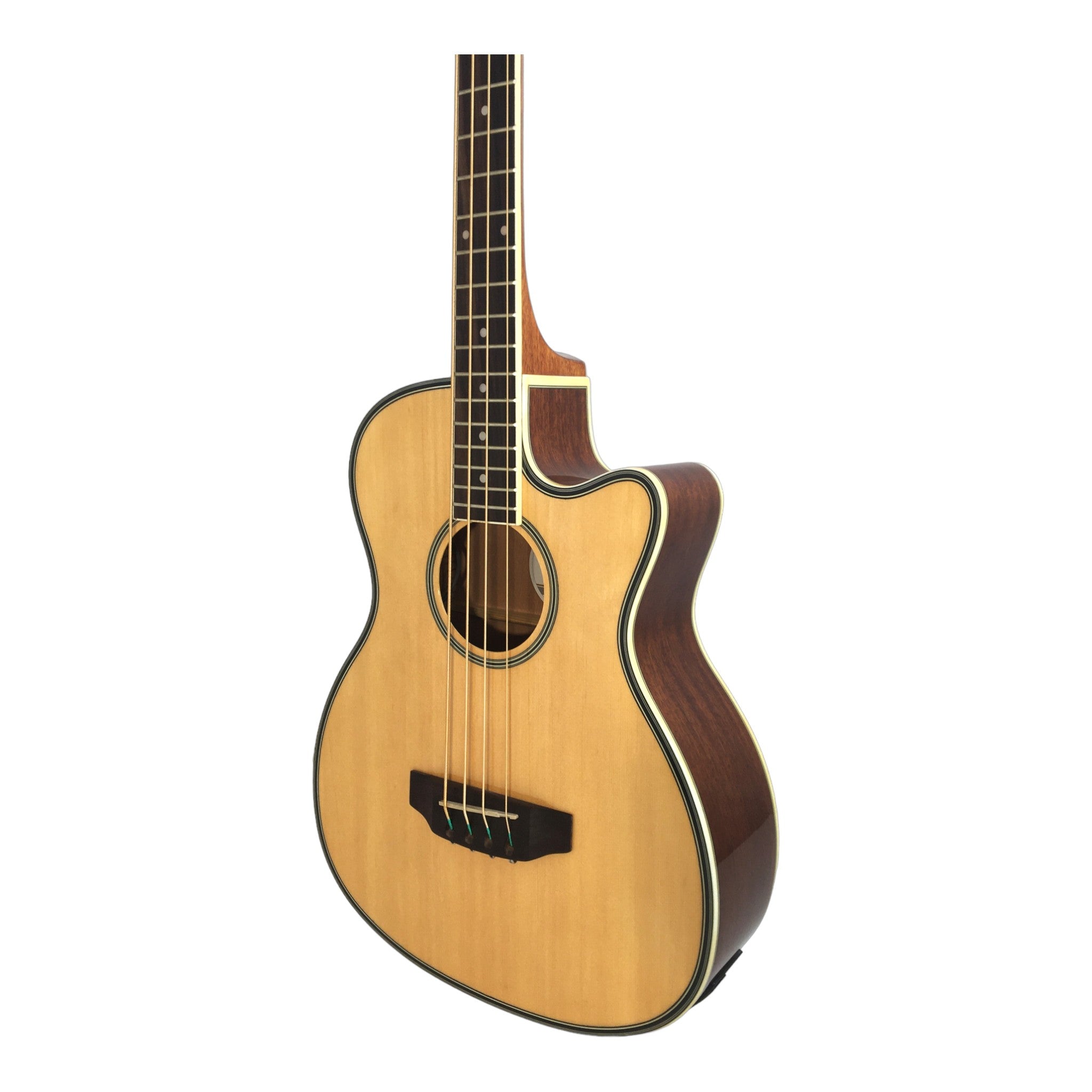 Haze FB711BCEQN44 4-String Electric-Acoustic Bass Guitar, Natural + Free Gig Bag, picks and strap