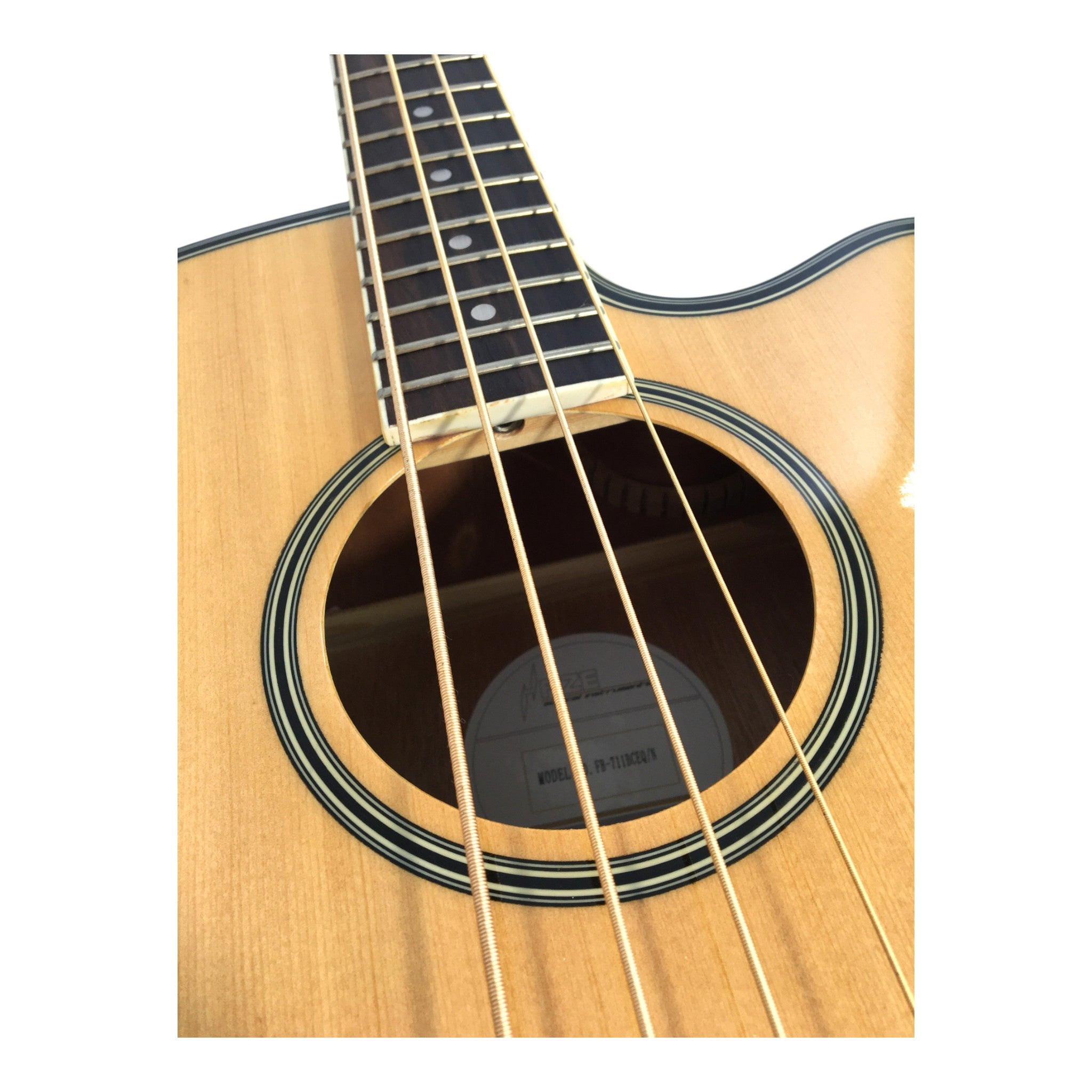 Haze FB711BCEQN44 4-String Electric-Acoustic Bass Guitar, Natural + Free Gig Bag, picks and strap