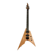 Haze FV6MS Woodgrain "Foxglove" Okoume V-Shaped Electric Guitar w/ Belcat Coil Pickups