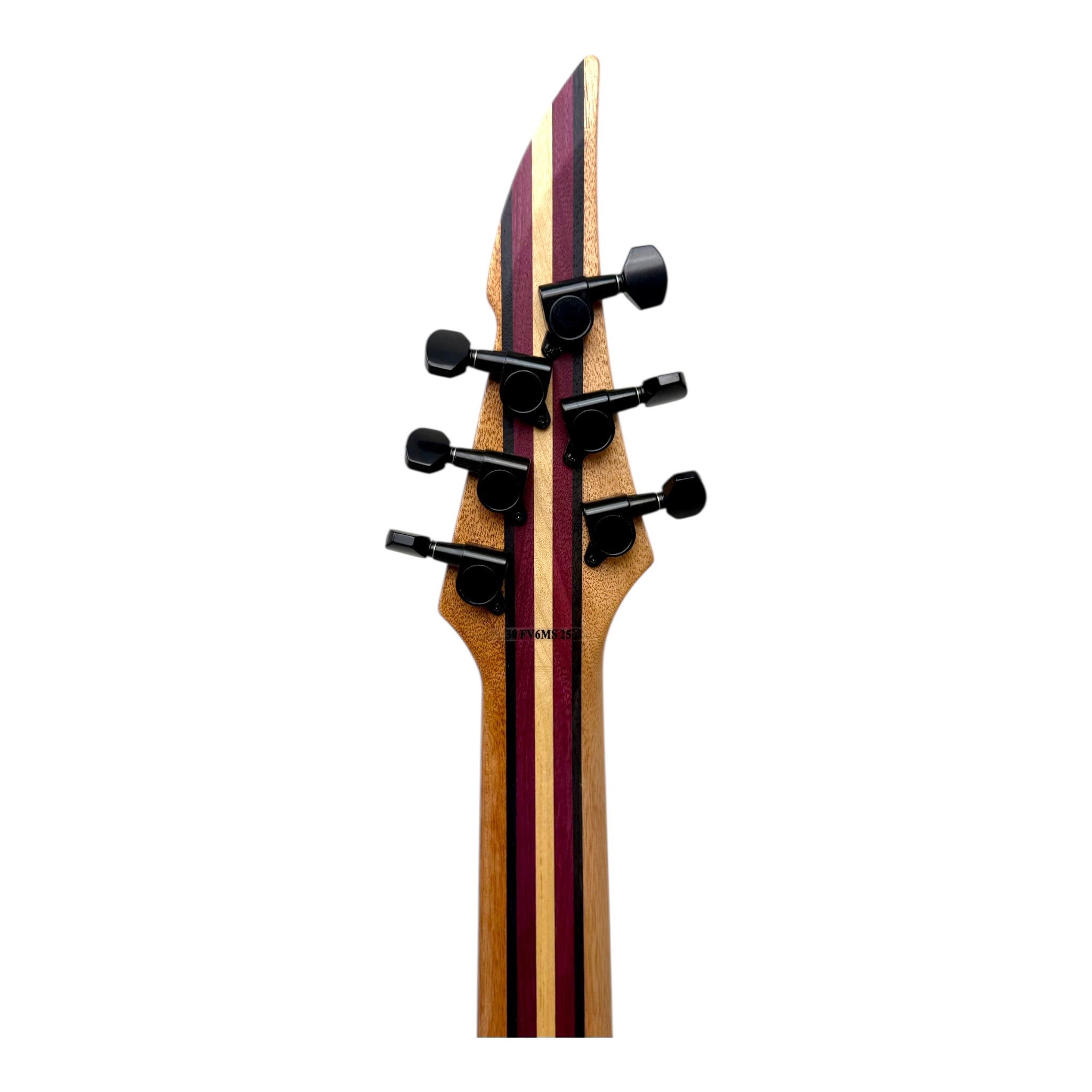 Haze FV6MS Woodgrain "Foxglove" Okoume V-Shaped Electric Guitar w/ Belcat Coil Pickups