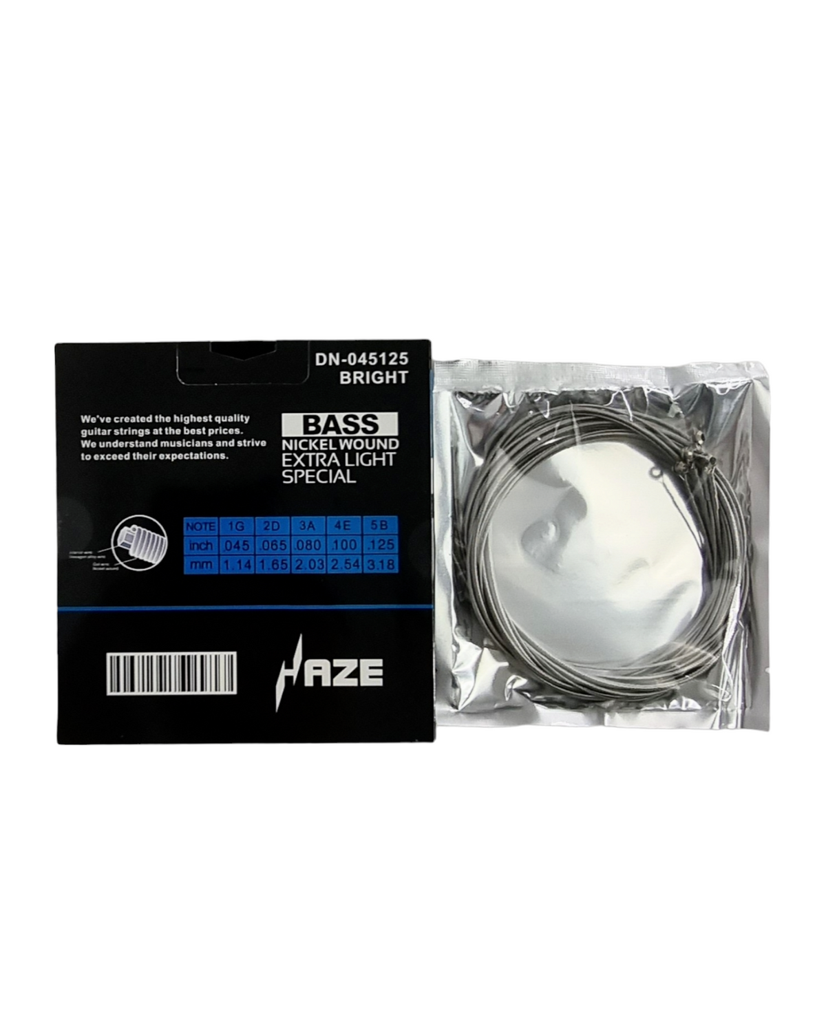 Haze Guitar Australia DN0455 extra light 5-string nickel wound bass guitar strings in retail packaging