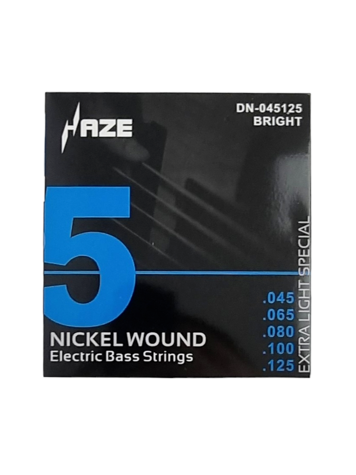 Haze Guitar Australia 5-string extra light nickel wound electric bass guitar strings in black and blue packaging