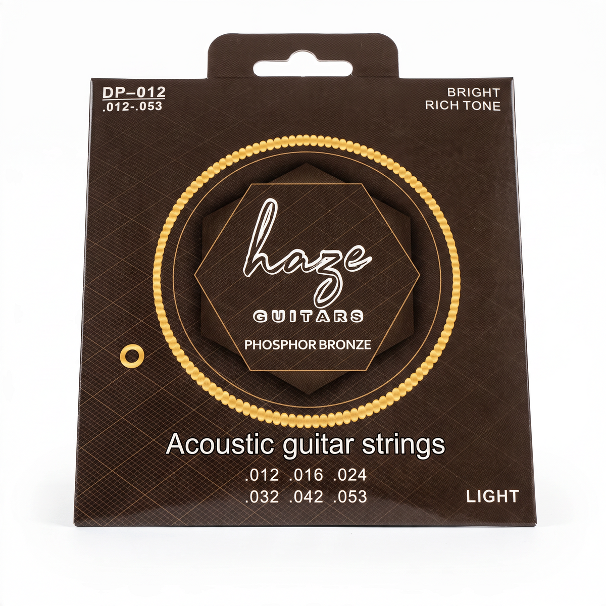 Haze Guitar Australia DP012 light gauge phosphor bronze acoustic guitar strings in brown packaging