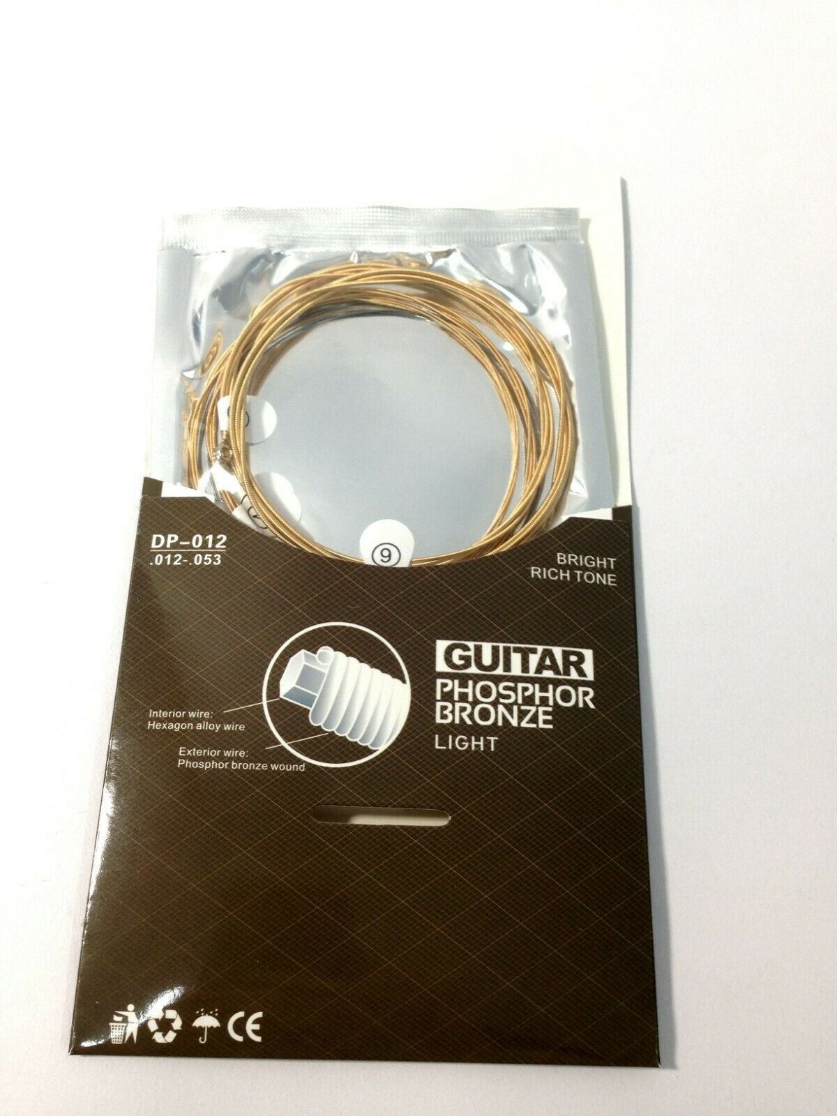 Haze Guitar Australia DP012 light gauge phosphor bronze acoustic guitar strings in original retail packaging.