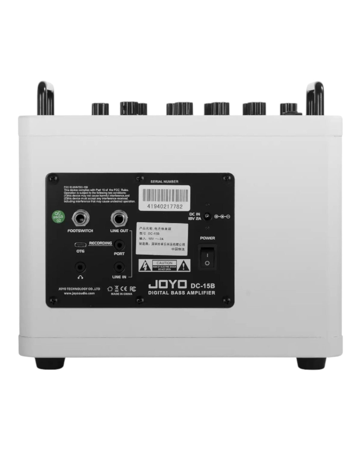Haze Guitar Australia Joyo DC15B digital bass amplifier rear panel showing input and output ports