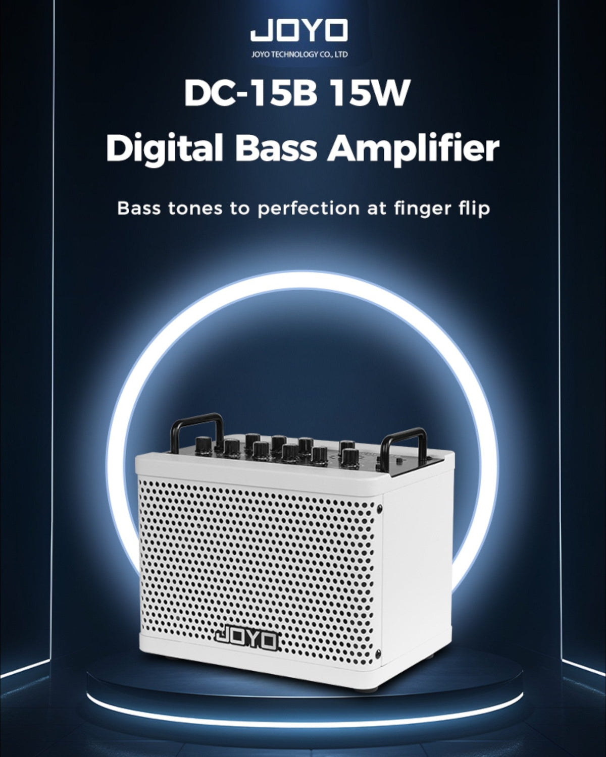 Haze Guitar Australia Joyo DC15B 15W portable digital bass amplifier in white with control knobs and metal handles
