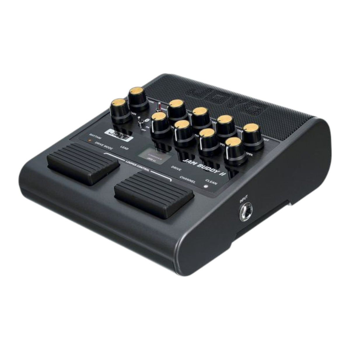 Haze Guitar Australia Joyo JAM BUDDY II black portable guitar amplifier with footswitches, control knobs, and LCD screen