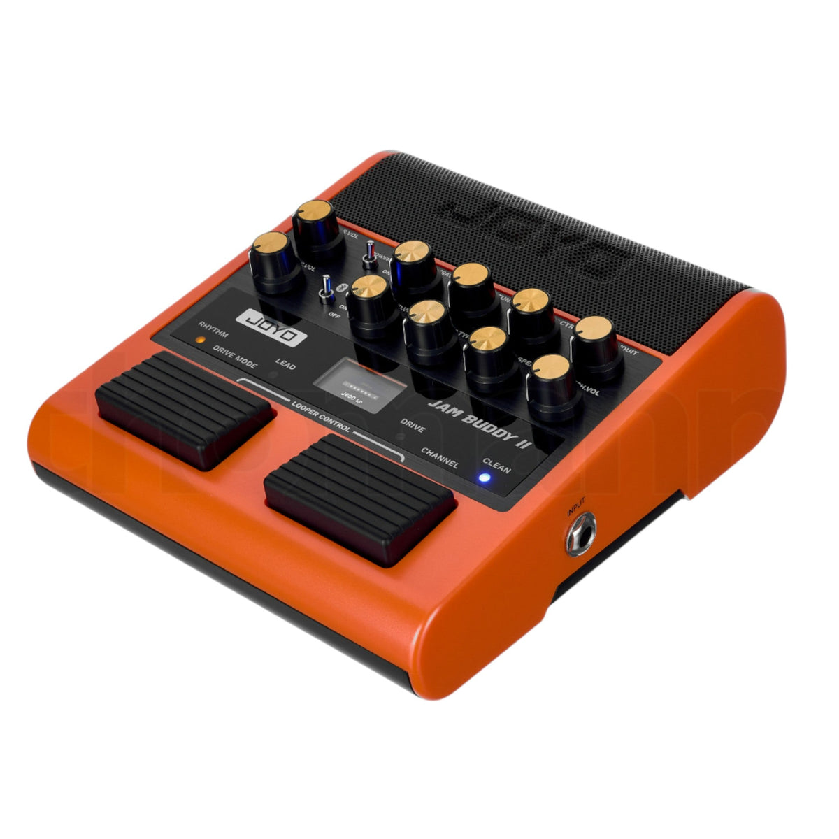 Haze Guitar Australia Joyo JAM BUDDY II orange portable modelling guitar amplifier with footswitches and control knobs
