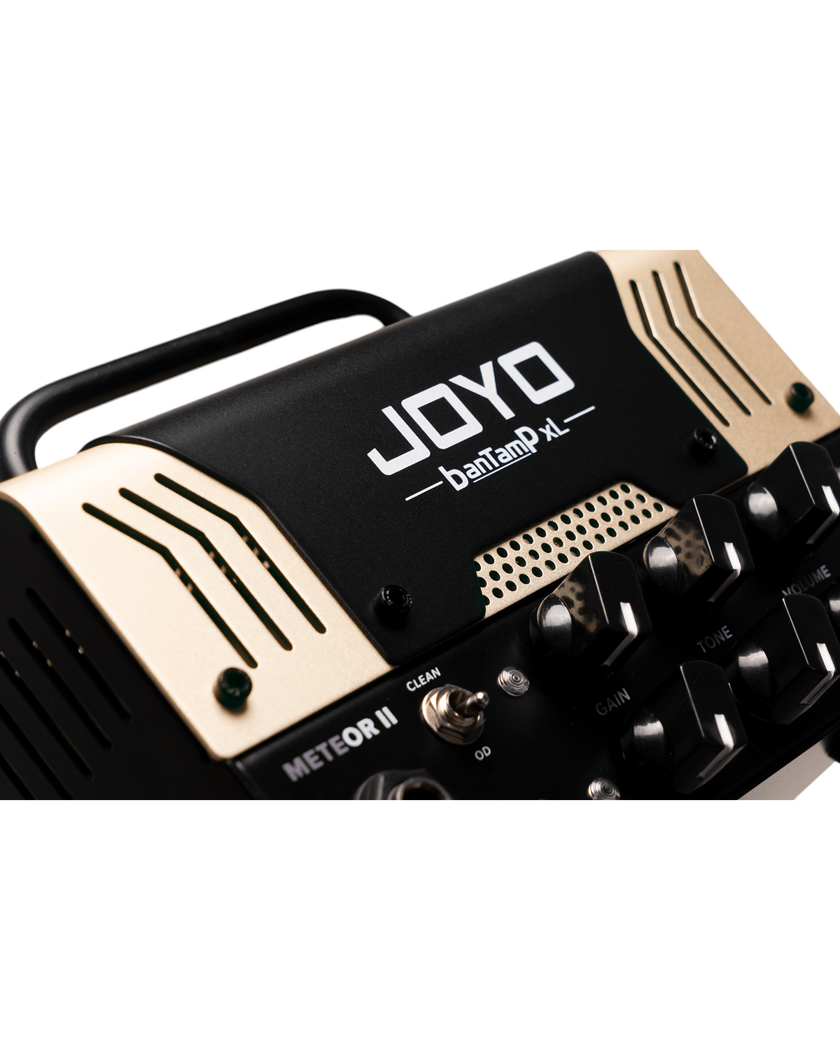 Haze Guitar Australia Joyo METEORII tube guitar amplifier head with black and gold finish and control knobs