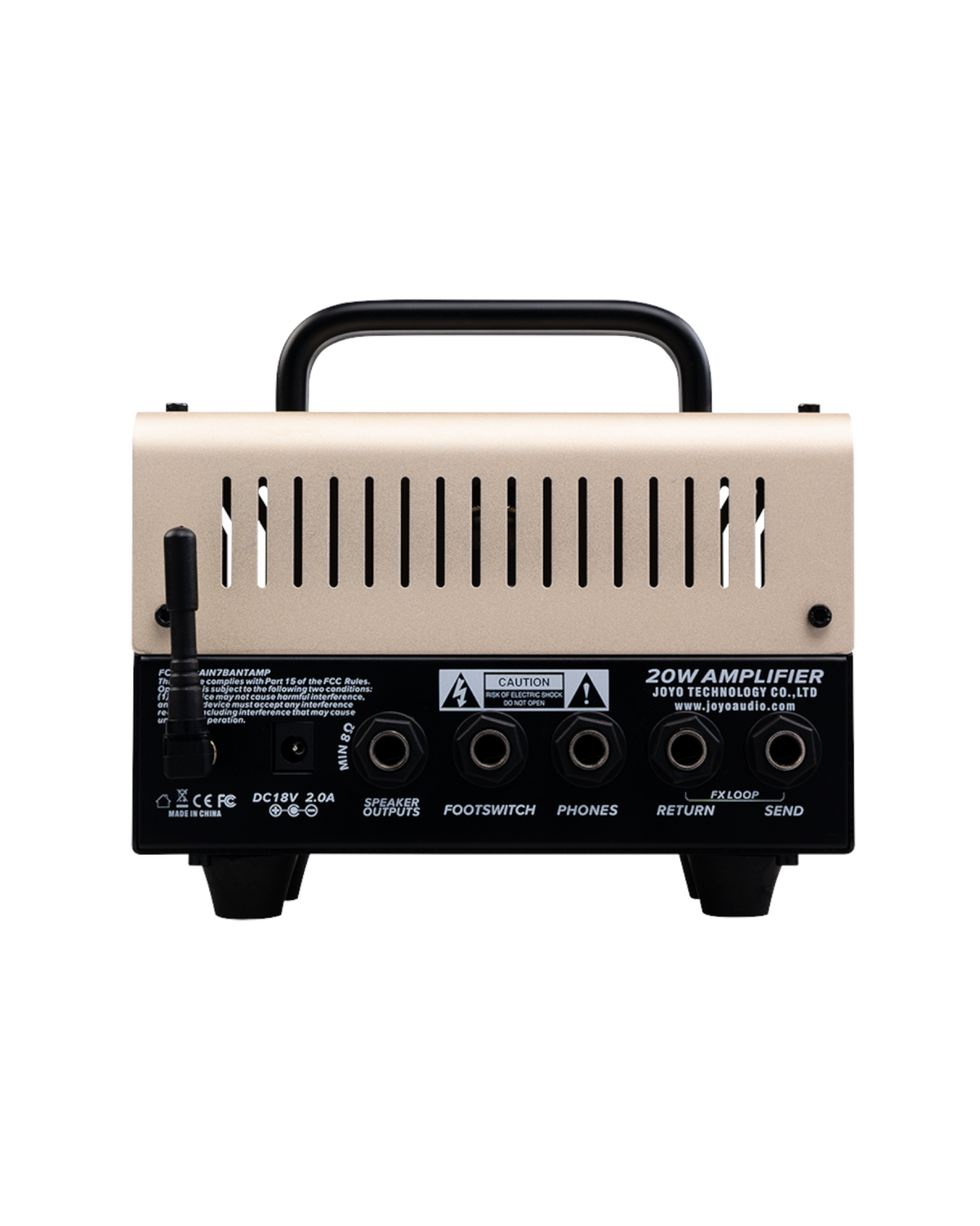 Haze Guitar Australia Joyo METEORII 20w tube guitar amplifier head rear panel with speaker, footswitch, and FX loop ports