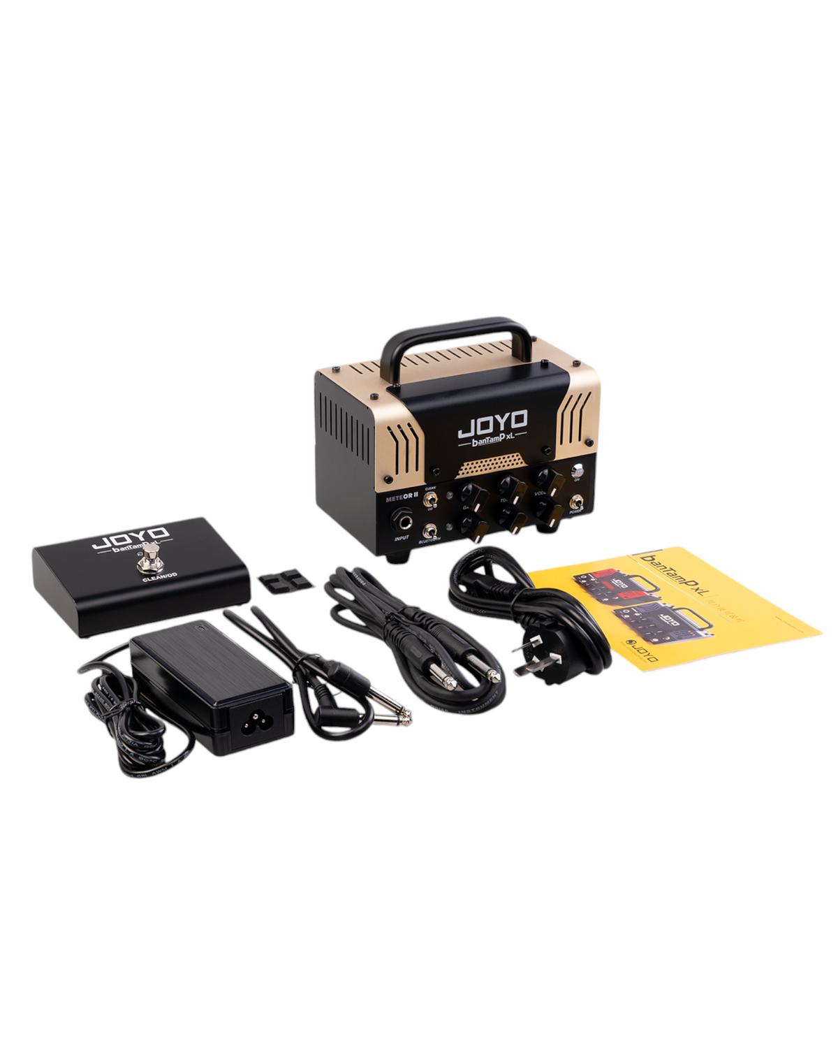 Haze Guitar Australia Joyo METEORII 20w tube guitar amplifier head with footswitch, power supply, and manual