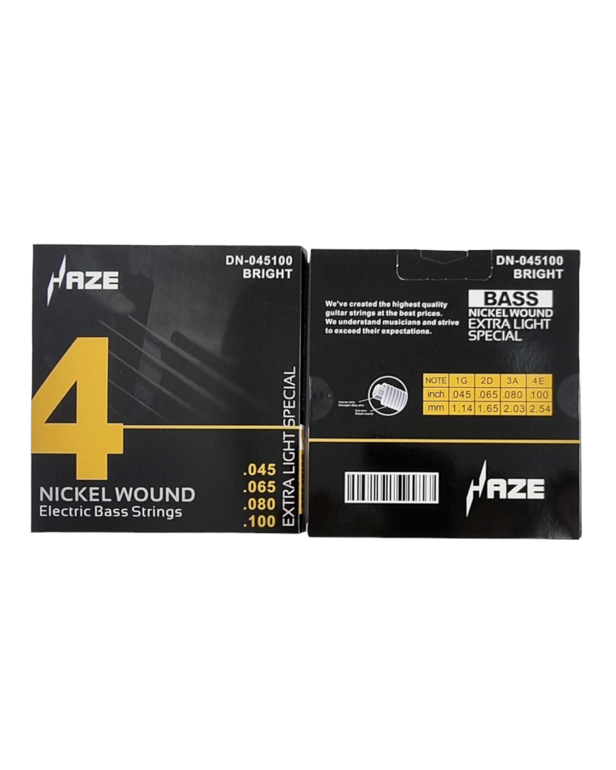 Haze Guitar Australia DN0454 extra light nickel-wound 4-string electric bass guitar string set in black packaging