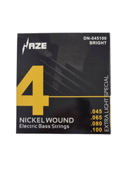 Haze Guitar Australia nickel-wound electric bass strings in extra light gauge with 0.045-0.100 sizing on black box